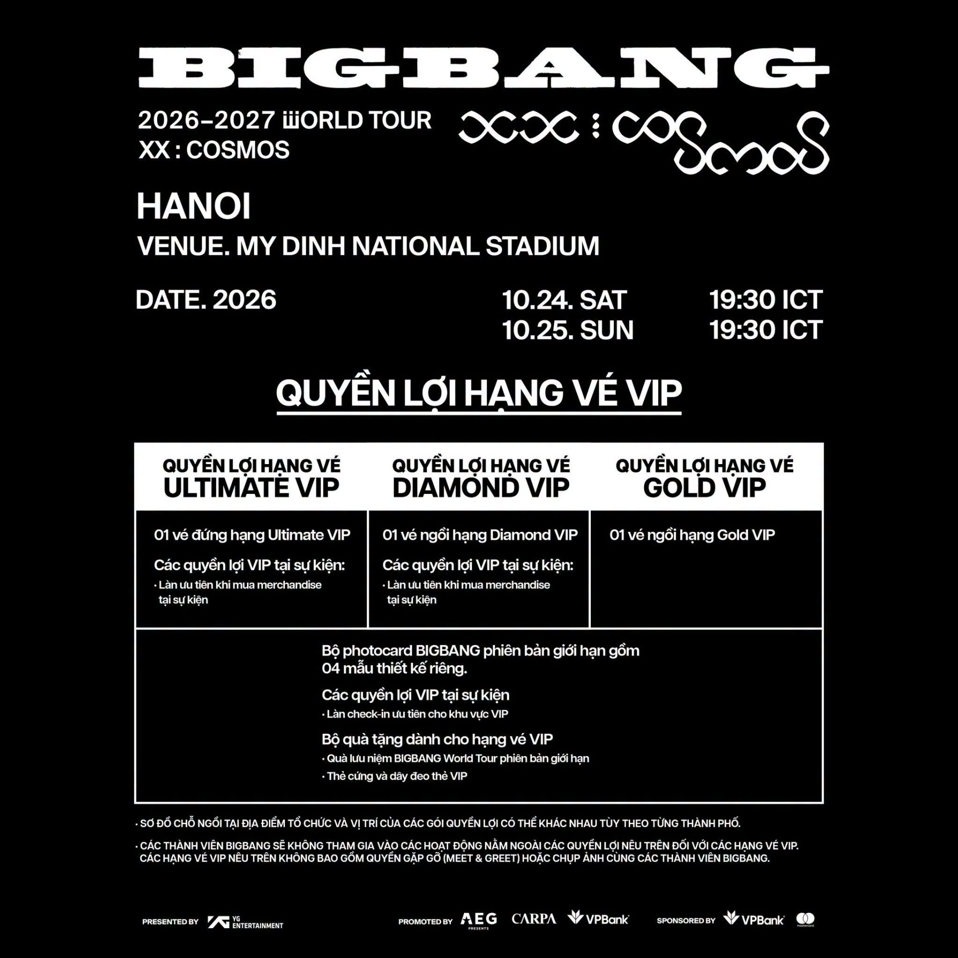 Quyền lợi các hạng vé tại concert