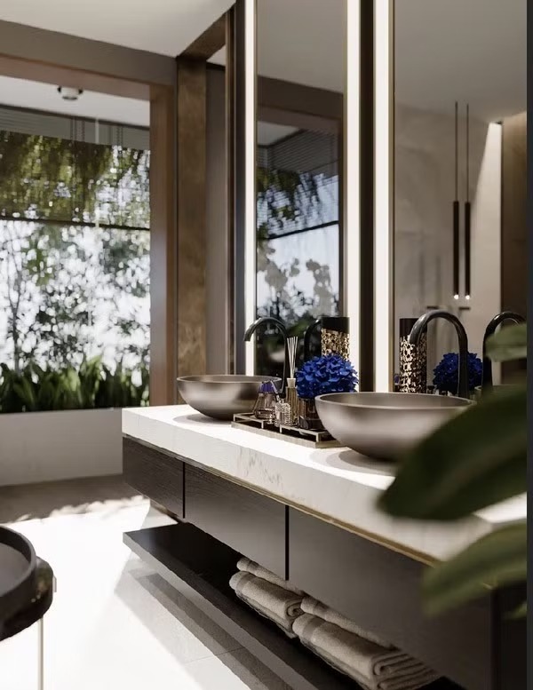 Một góc phòng tắm xa hoa của căn biệt thự.
