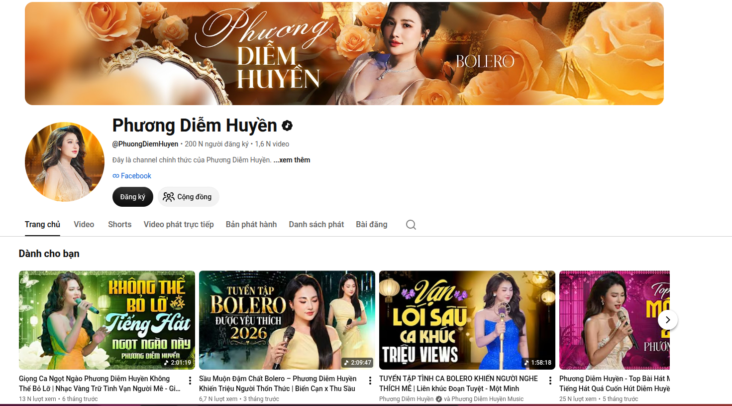 Kênh YouTube Phương Diễm Huyền hiện đang có 200.000 người đăng ký theo dõi