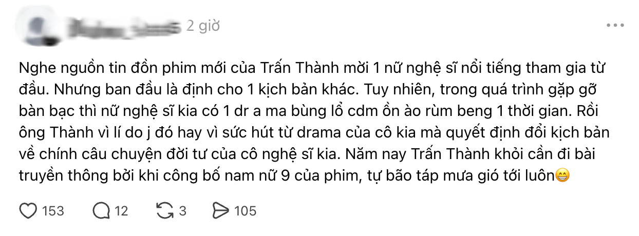 Rộ tin Trấn Thành đổi gấp kịch bản phim Tết vì 1 mỹ nhân hot bậc nhất Vbiz, lộ hint rõ mồn một từ lâu