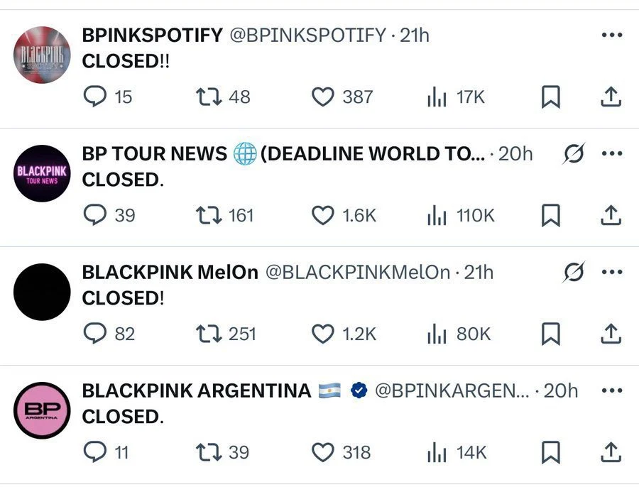 Nhiều tài khoản fan của BLACKPINK tuyên bố dừng hoạt động và bày tỏ sự thất vọng