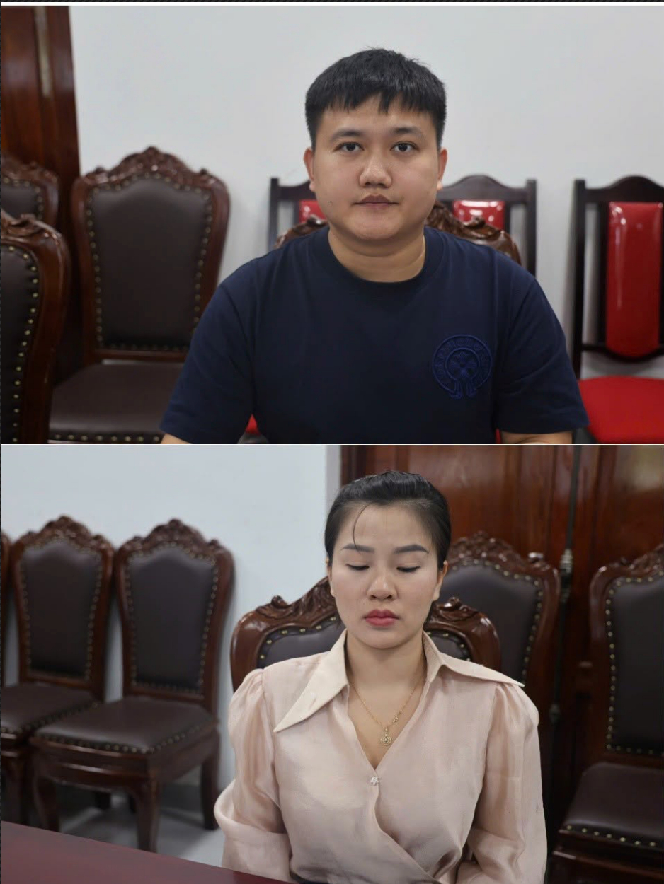 Đối tượng Nguyễn Quốc Khánh và Nguyễn Thị Kim Anh. Ảnh: Công an tỉnh Bắc Ninh