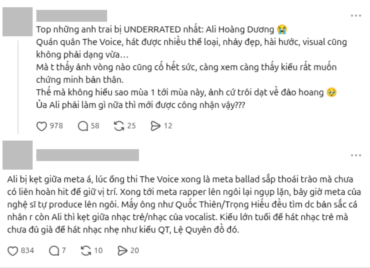 Nhều ý kiện của khán giả về việc Ali Hoàng Dương vì sao chưa thể bật hẳn lên nhận được nhiều sự quan tâm