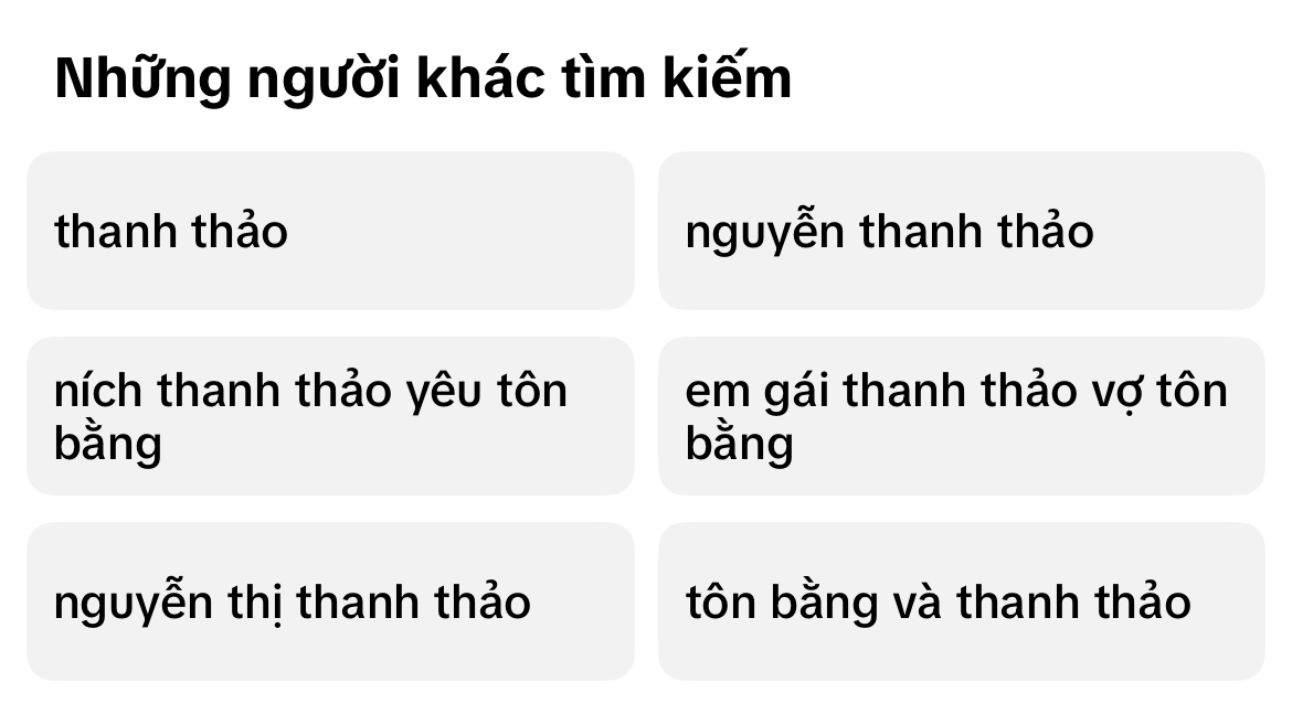 Các từ khóa liên quan đến Tôn Bằng và Thanh Thảo đang được tìm kiếm (Ảnh chụp màn hình)