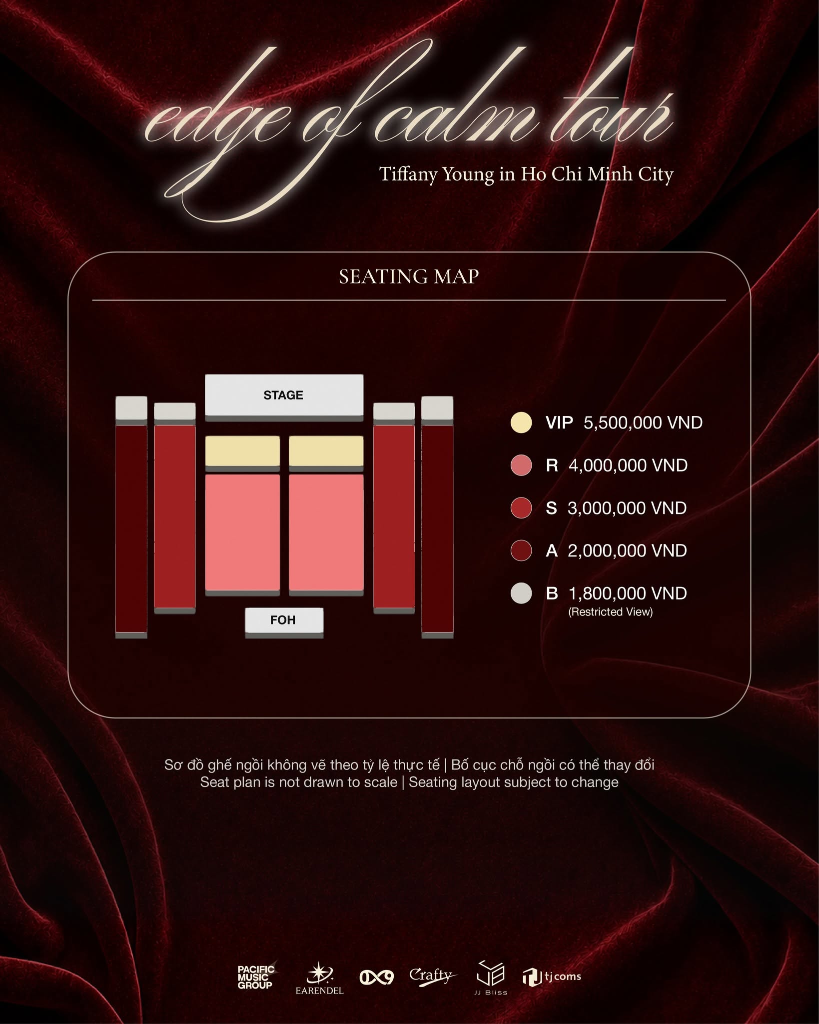 Vé fan - concert của Tiffany có giá dao động từ 1.800.000 đến 5.500.000 đồng