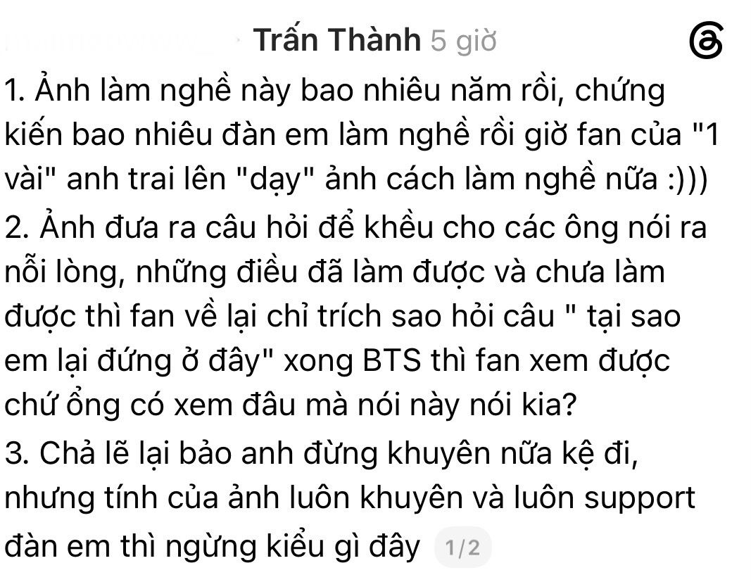 Trấn Thành gây tranh cãi