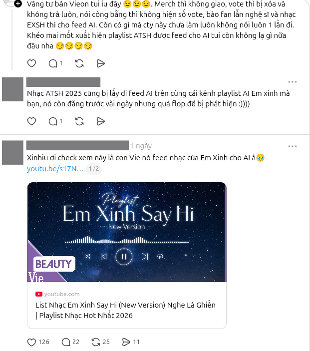 Nhiều bài viết trên Threads bắt đầu đăng lại hình ảnh, video chụp các playlist “New Version” và đặt nghi vấn về việc có AI can thiệp
