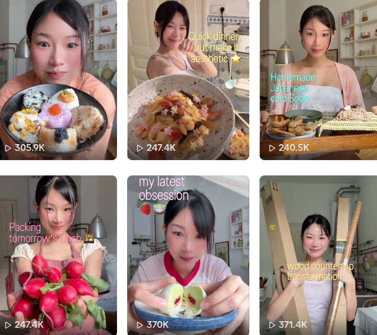 Thạch Trang dạo này làm các nội dung về nấu ăn trên kênh TikTok mới. Ảnh chụp màn hình.