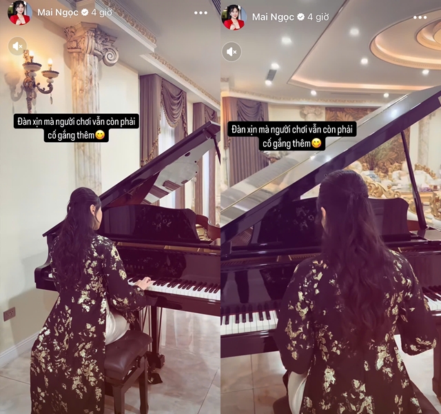 Mai Ngọc dành một góc riêng để cây đàn piano đắt giá.