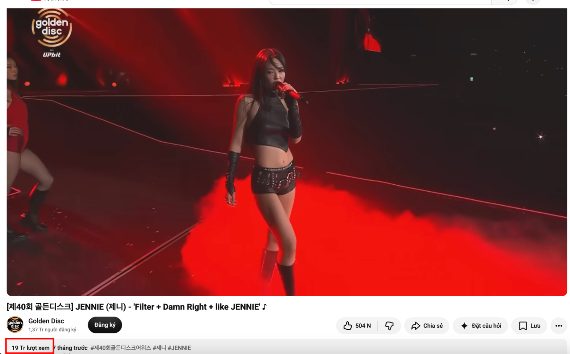 Clip màn trình diễn của Jennie cho đến thời điểm hiện tại đã đạt hơn 19 triệu lượt xem