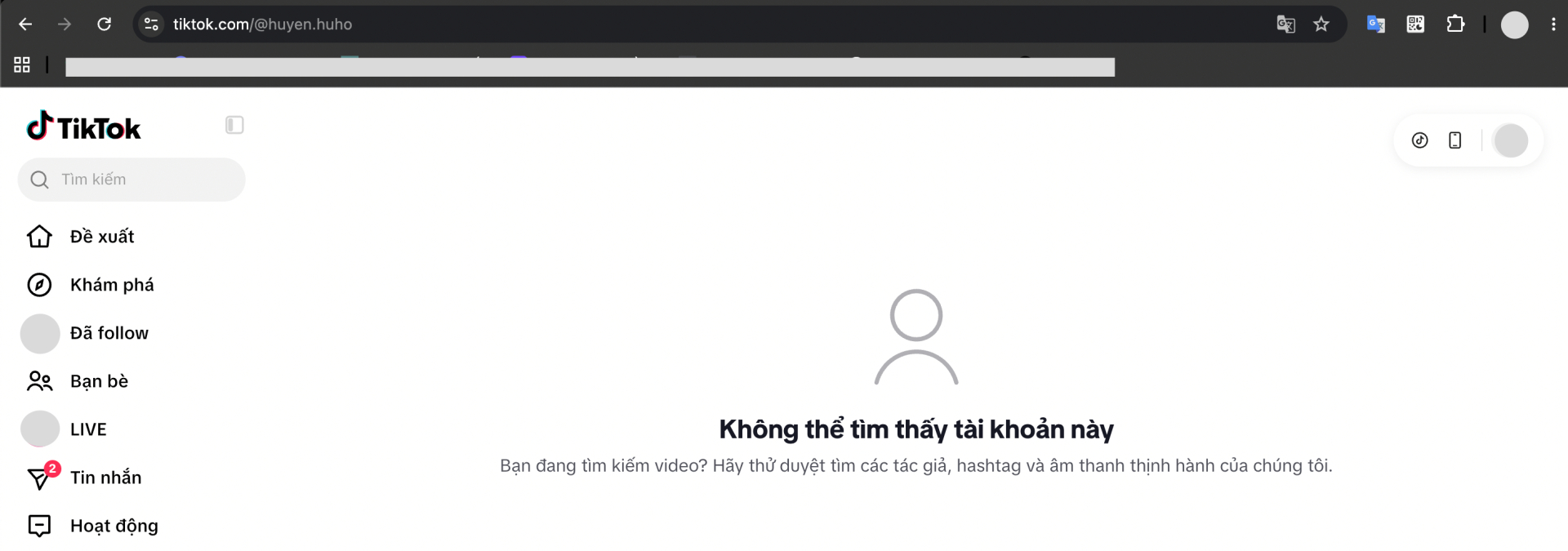 Không tìm thấy tài khoản Huyền Huho