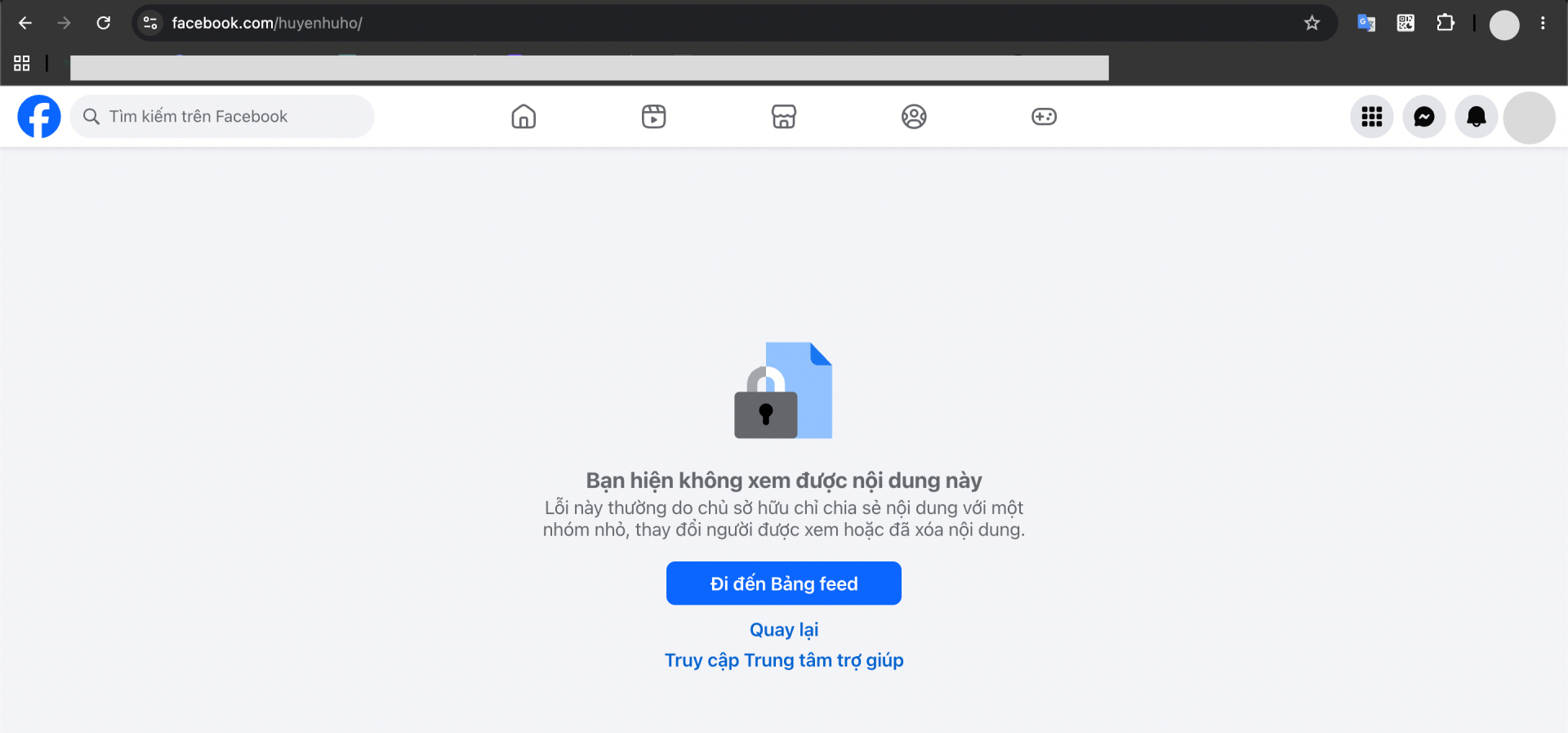 Truy cập vào các đường link dẫn đến tài khoản Huyền Huho đều không tìm thấy tài khoản (Ảnh chụp màn hình)