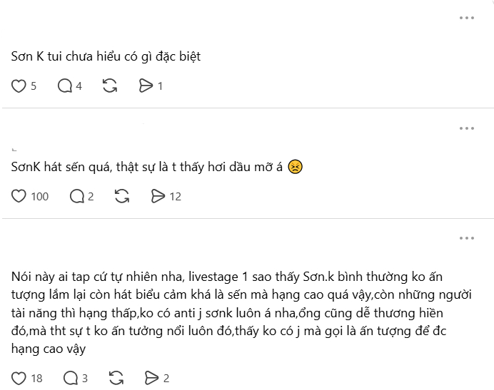 Những khán giả theo dõi Sơn.K tại Tinh Hà Say Hi cũng từng đưa ra nhận xét tương tự về cách nam ca sĩ xử lý các ca khúc