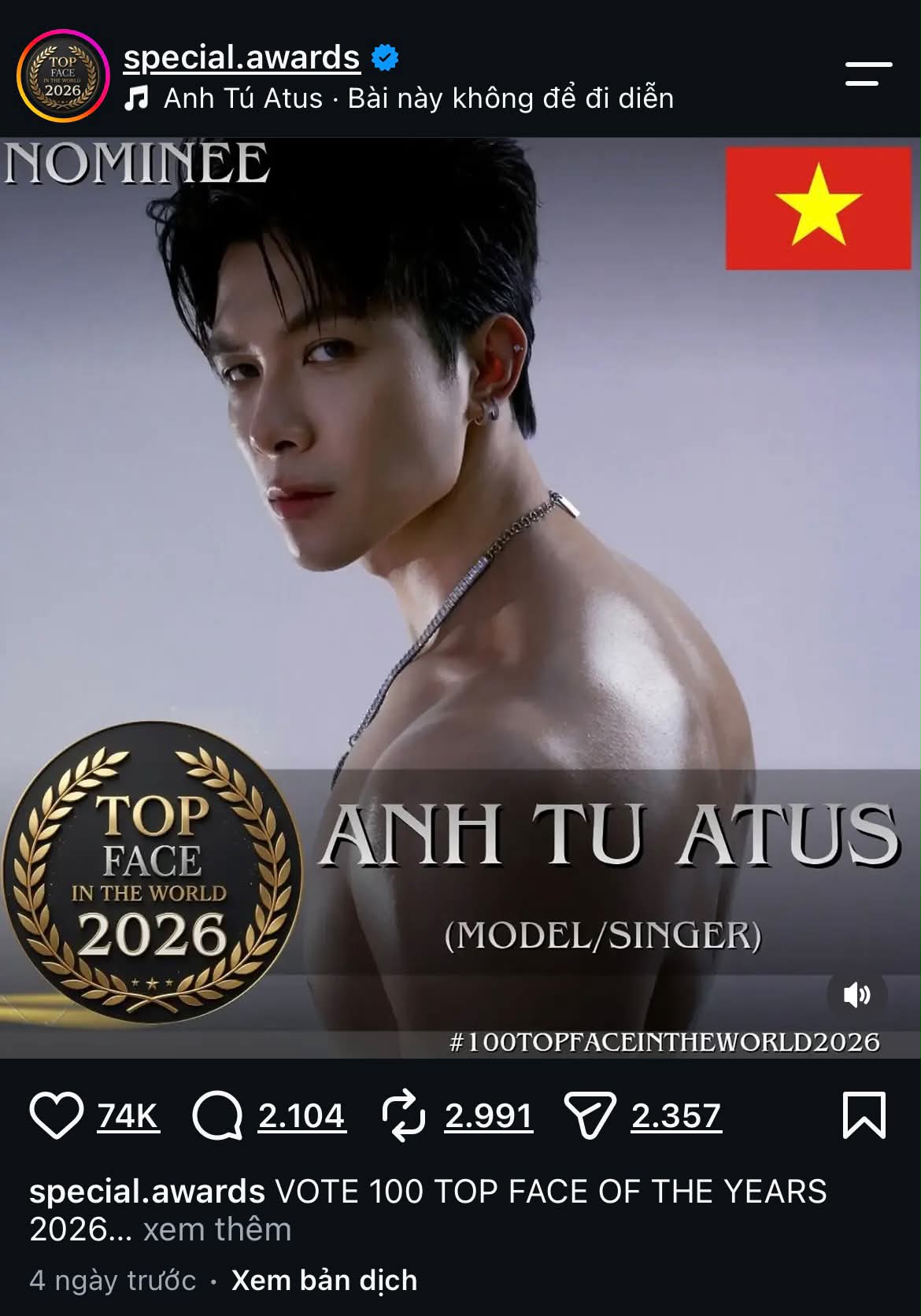 Sau khoảng 4 ngày đăng tải, bài đăng đề cử Anh Tú Atus ghi nhận lượng tương tác đáng chú ý