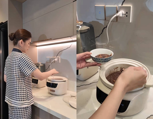 Ngoài bún chả thì mới đây Thu Hoài còn nấu cháo.
