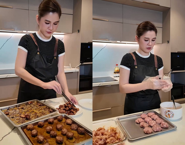 Cô nàng khéo léo nấu nướng