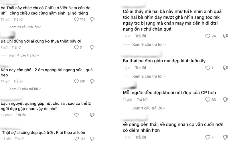 Netizen choáng ngợp trước khung hình gấp đôi visual của Baifern và Chi Pu, không biết chọn ra ai là người đẹp hơn. Đặc biệt, có ý kiến còn cho rằng chỉ có Chi Pu mới có thể ngang hàng về nhan sắc với Baifern như vậy.