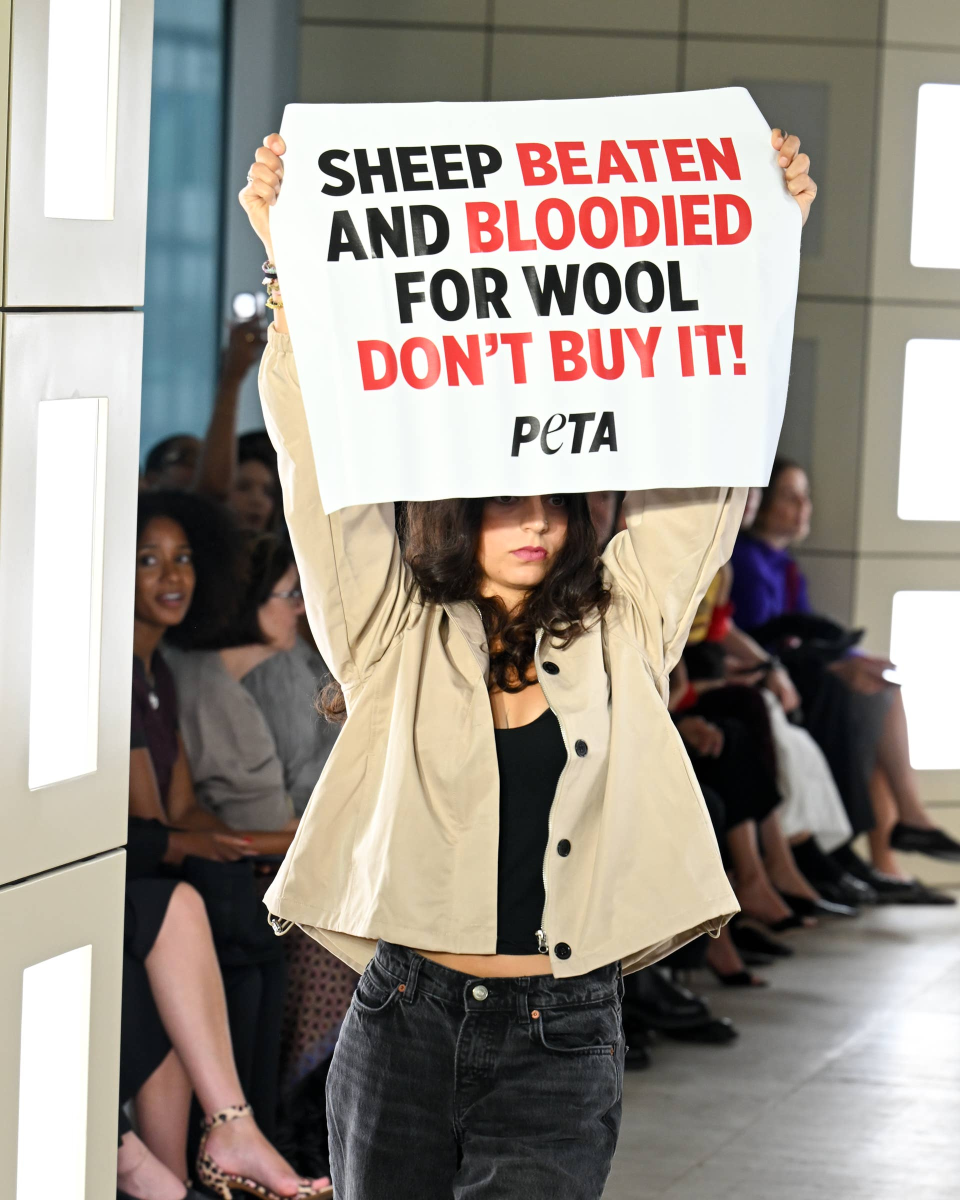 Các nhà hoạt động của tổ chức PETA tổ chức đấu tranh cho loài cừu bị khai thác lông vì mục đích thương mại.