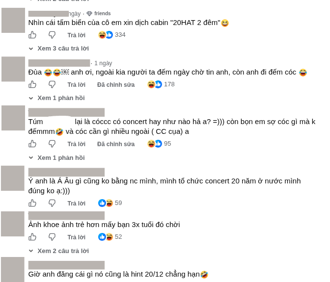 Hàng loạt bình luận của cư dân mạng cho rằng Hà Anh Tuấn đang nhá hàng cho cocnert hoặc sản phẩm mới