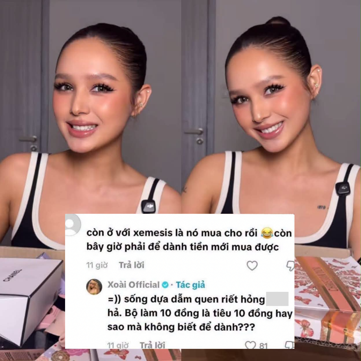 Hình ảnh Xoài Non đáp trả được đính kèm bài đăng (Ảnh chụp màn hình)