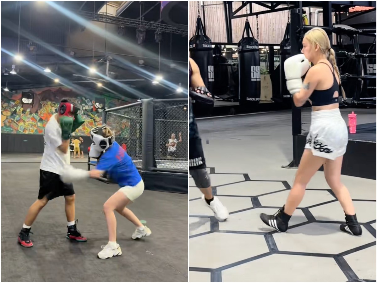 Nữ rapper sinh năm 2002 đã tập boxing được một thời gian, cô thêm bộ môn này vào list sau nhiều hoạt động như tập pilates, học nhảy,...