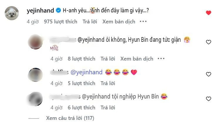 Bình luận dưới bài đăng của Son Ye Jin