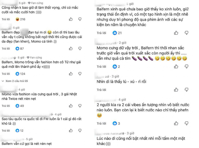 Netizen dành nhiều lời khen cho trạng thái của Baifern và Momo qua ống kính Getty Images.