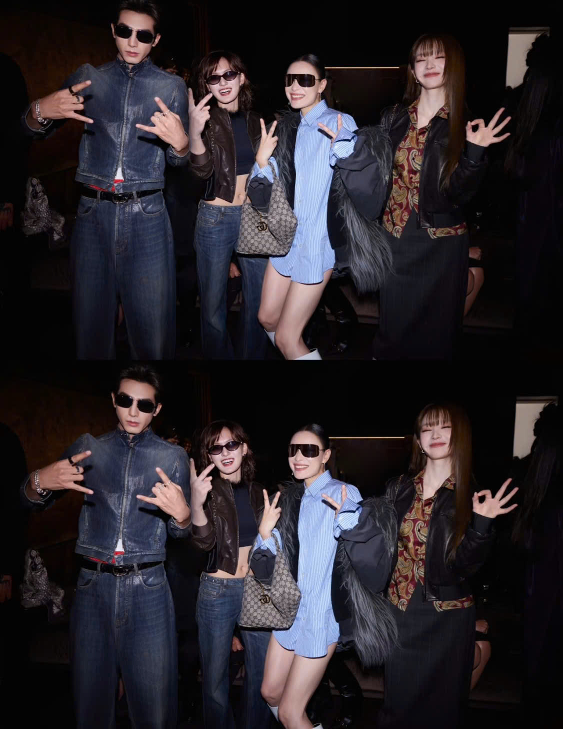 Tống Uy Long, Văn Kỳ, Nghê Ni, Điền Hi Vi cùng hội ngộ tại show Gucci. (Nguồn: Instagram)