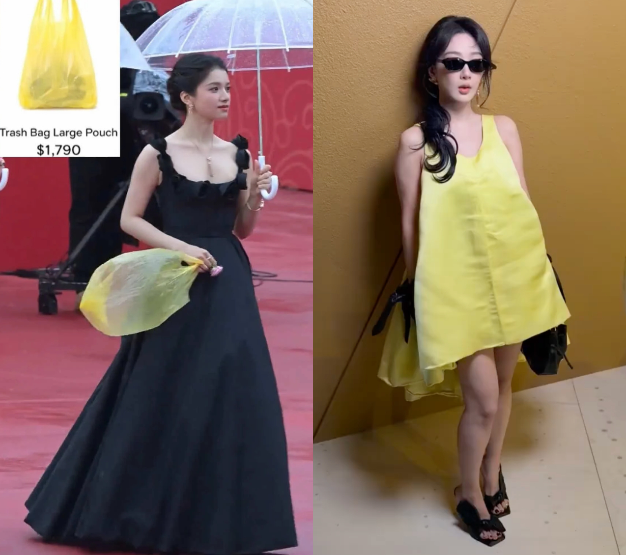 Phom dáng xòe rộng và tone màu vàng của Givenchy bị nhận xét giống