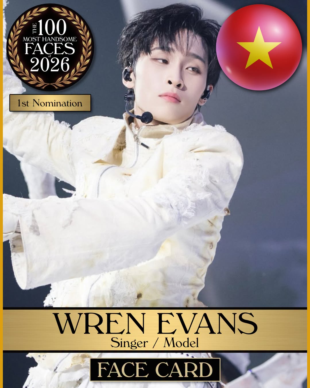 Wren Evans được đề cử vào Top 100 Gương Mặt Đẹp Nhất Thế Giới 2026 của TC Candler