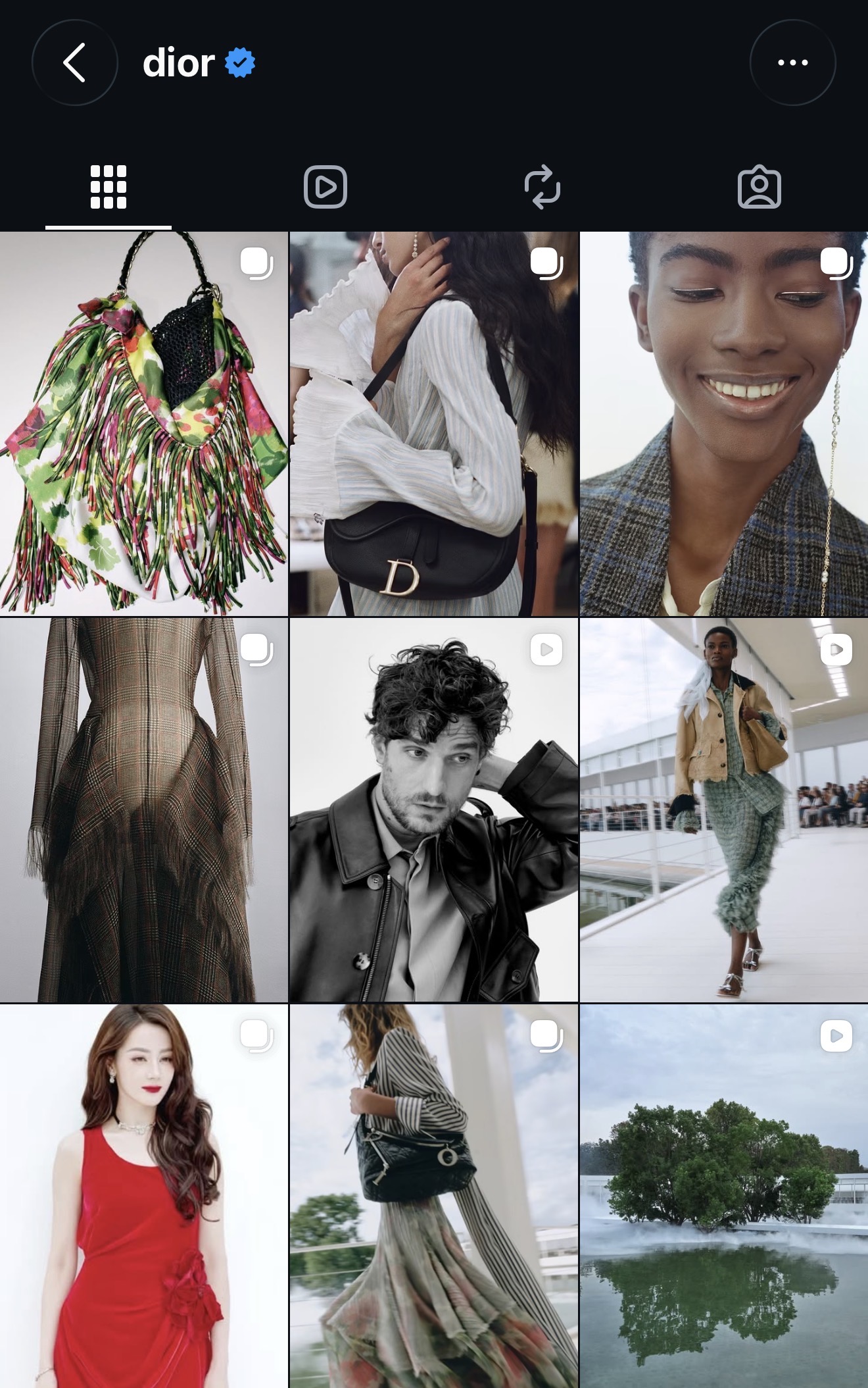 Feed của Dior sau khi đưa Địch Lệ Nhiệt Ba trở lại vị trí bìa nổi bật.