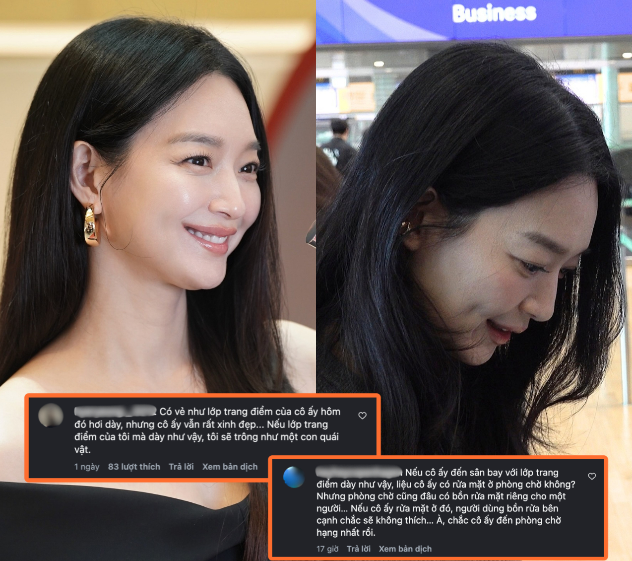 Lớp nền thiếu căng mượt, khiến netizen thắc mắc Shin Min Ah có tẩy trang trước chuyến bay dài? 
