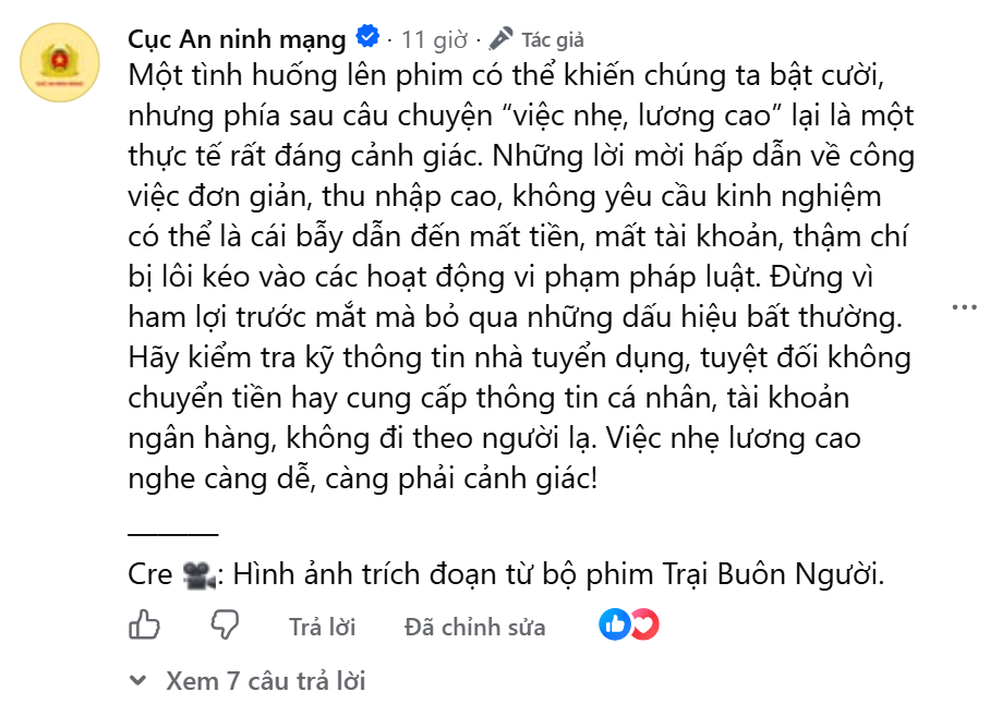 Thông điệp chính mà Cục An ninh mạng truyền tải
