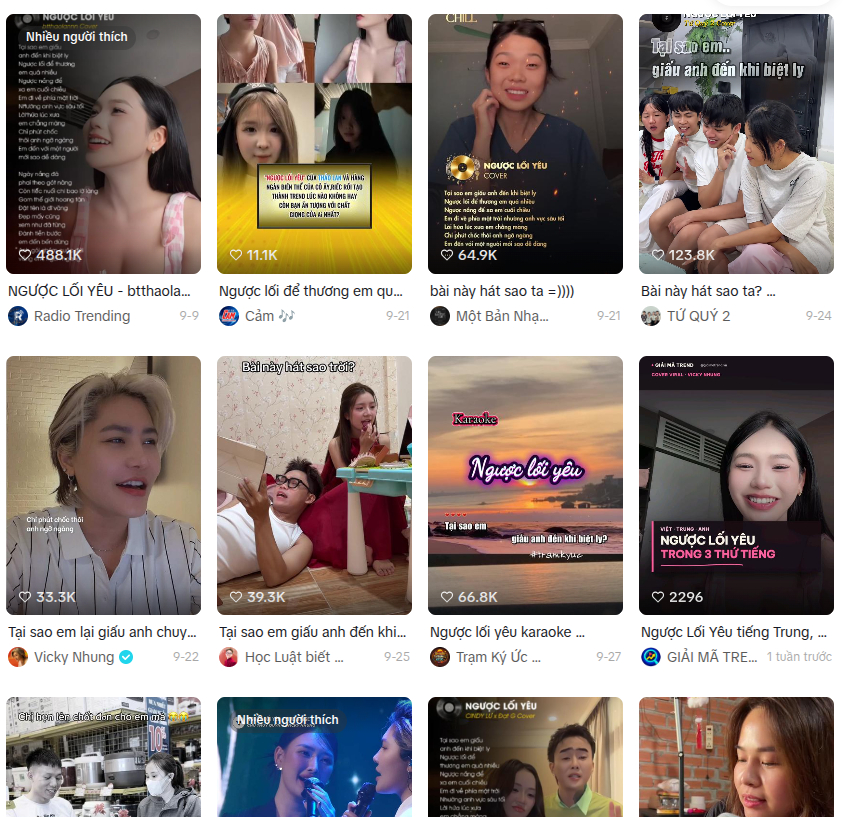 Kéo theo một trào lưu cover bài hát Ngược Lối Yêu với mở đầu video bằng việc hỏi 