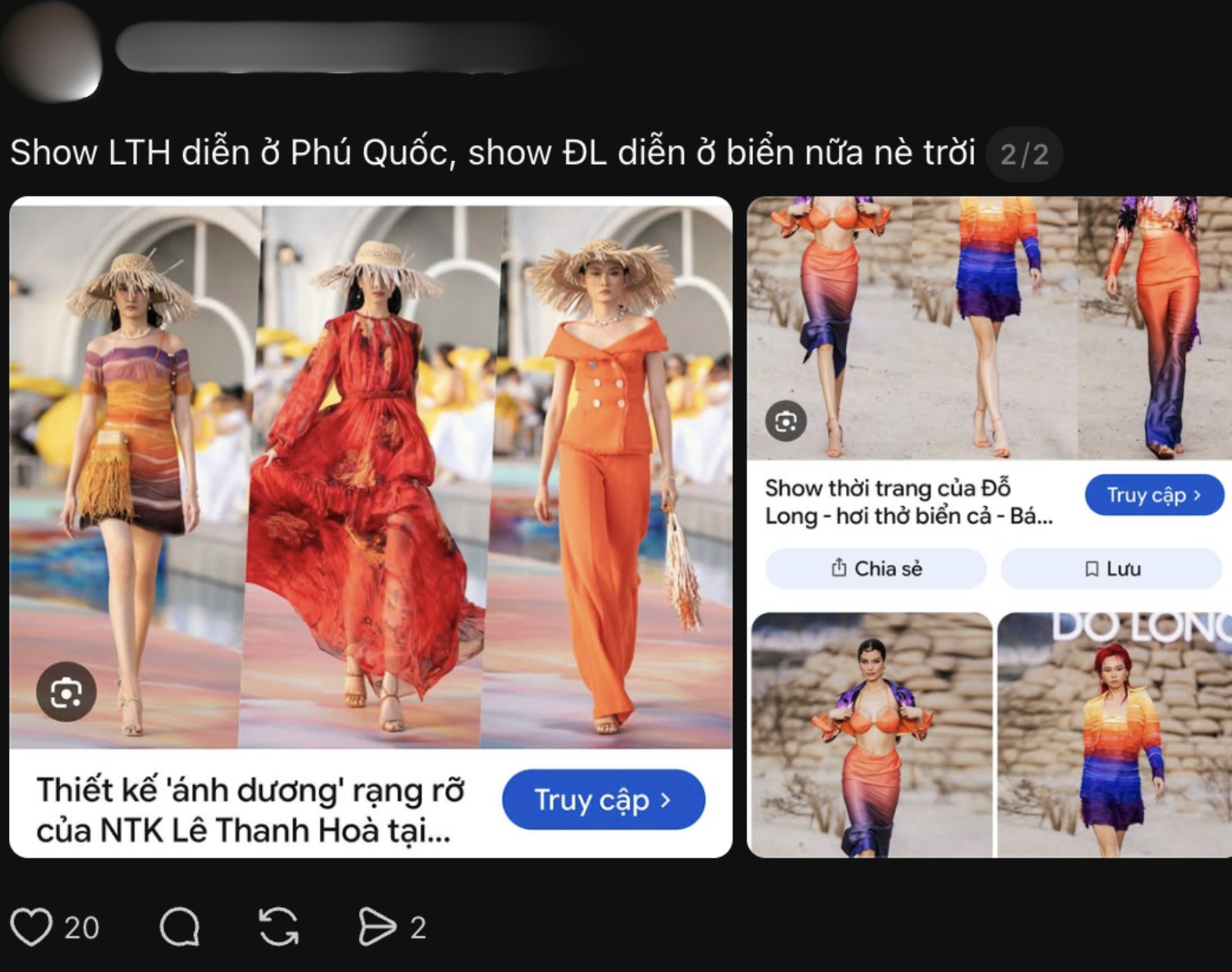 Hai bộ sưu tập ra mắt từ năm 2021 và 2023 của hai nhà thiết kế bị so sánh về màu sắc và concept trình diễn.