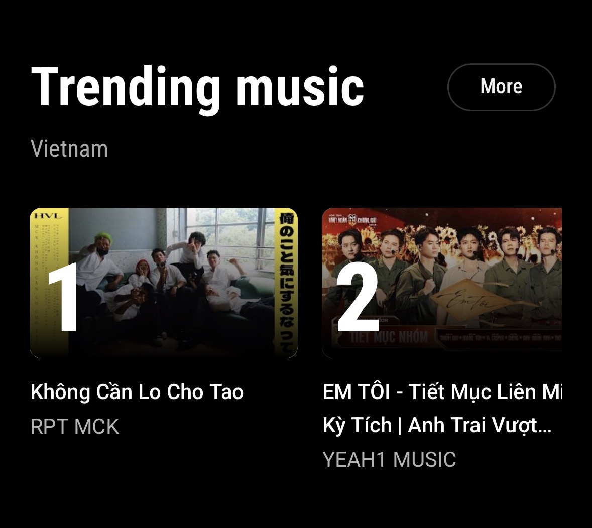 MV Không Cần Lo Cho Tao của MCK đã chính thức leo lên vị trí #1 thịnh hành YouTube Charts Việt Nam