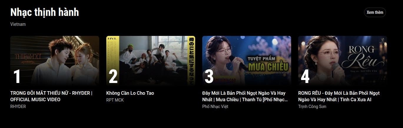 Bảng xếp hạng YouTube Charts ngày 16/10