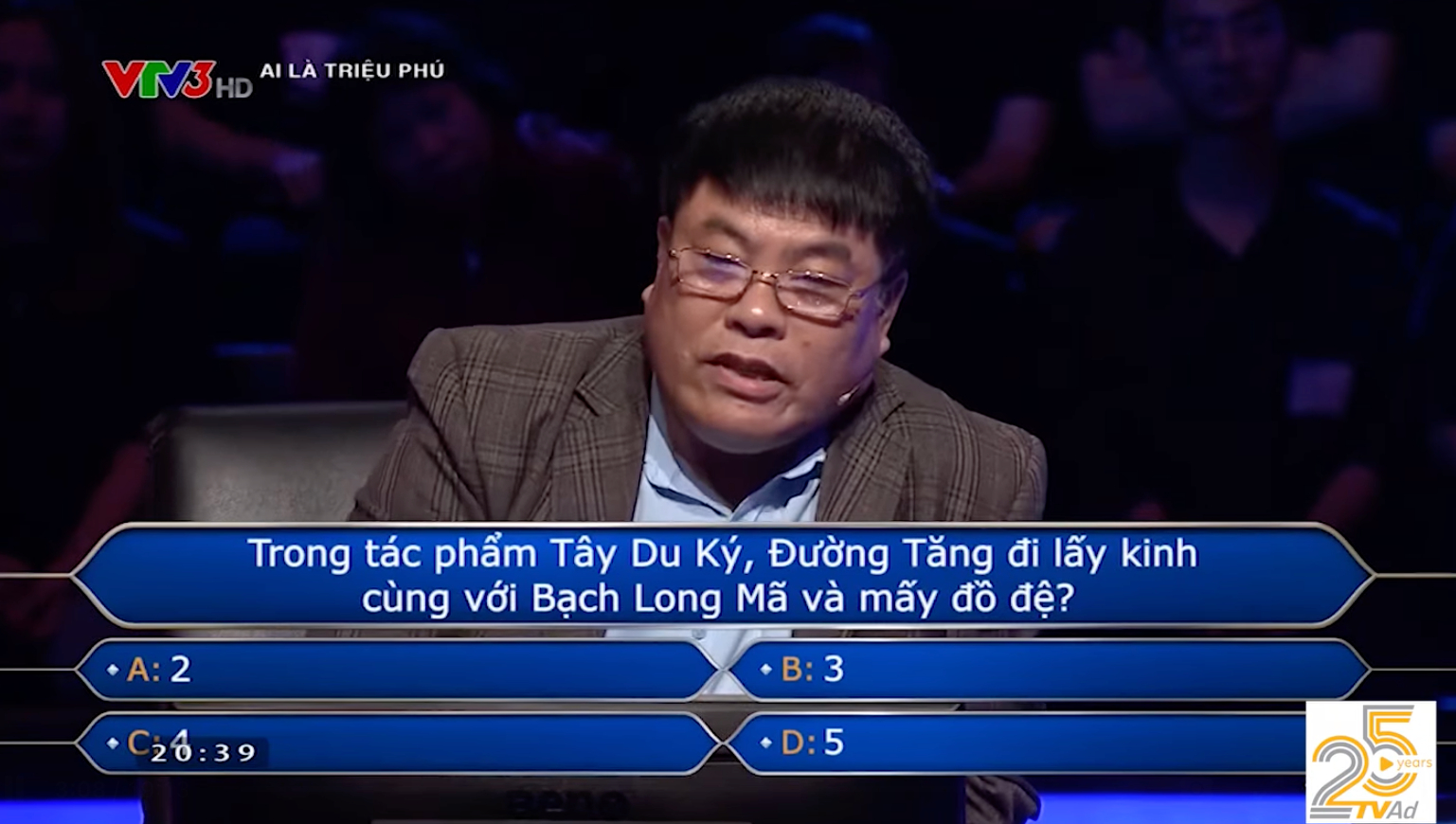 Câu hỏi với mốc tiền thưởng 1 triệu đồng khiến người chơi phân vân (Ảnh chụp màn hình)