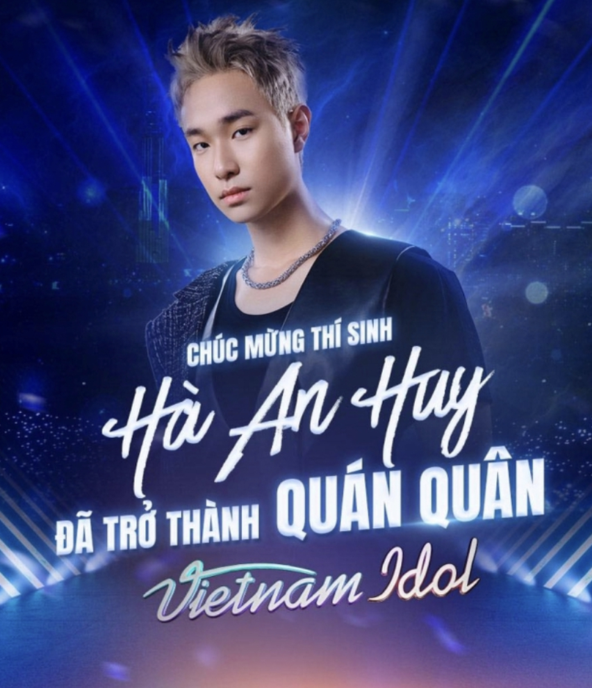 Và tại Vietnam Idol 2023, Hà An Huy cũng đạt được vị trí Quán quân 