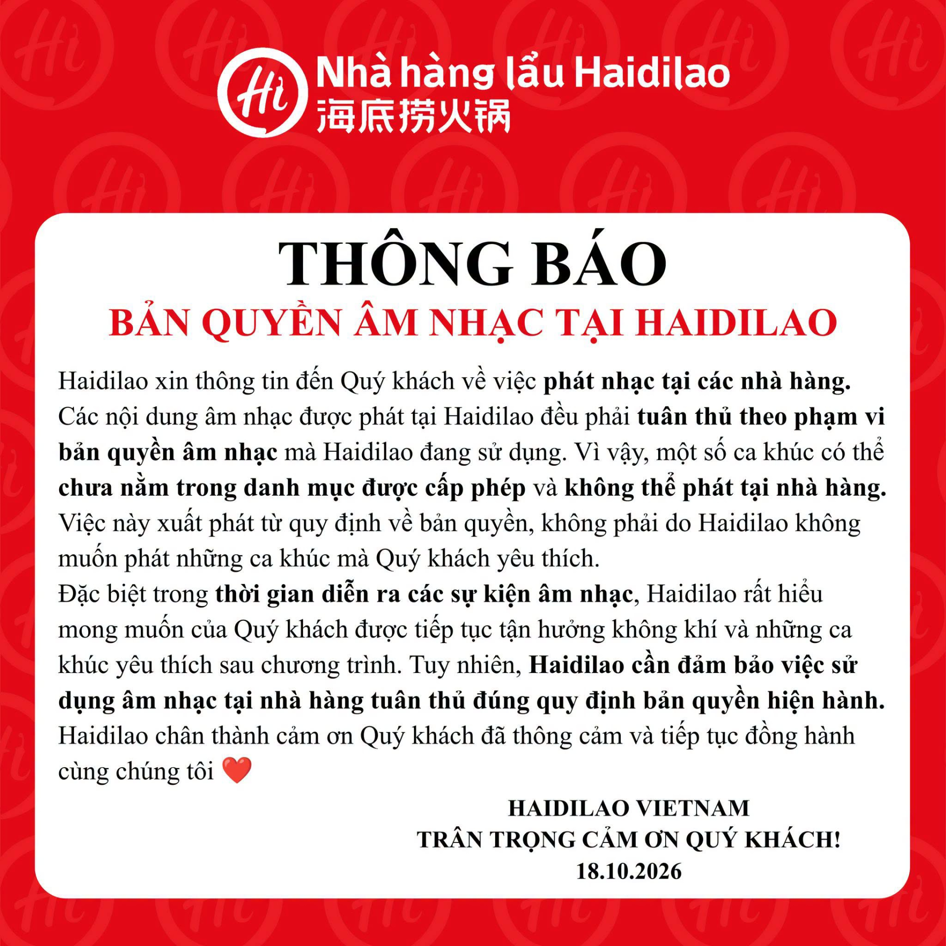 Gallery - Chuyện gì đang xảy ra khiến Haidilao phải lên tiếng về bản quyền âm nhạc? - image 5