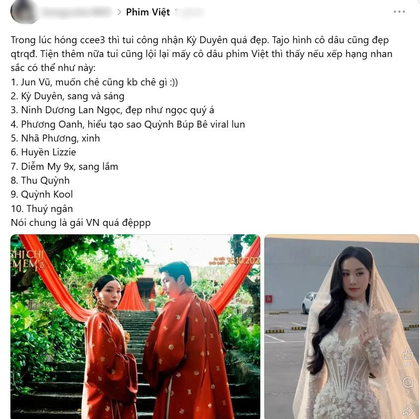 10 cô dâu đẹp nhất màn ảnh Việt: Kỳ Duyên ăn đứt Nhã Phương, hạng 1 báo Hàn khen visual nức nở