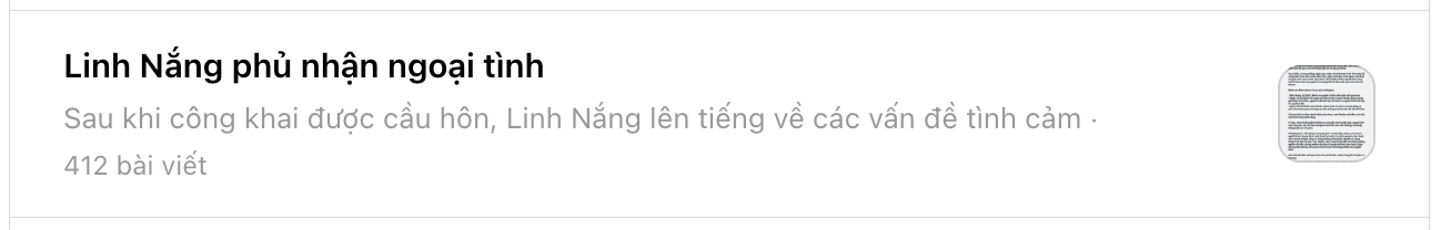 Bài đăng của Linh Nắng lọt tìm kiếm phổ biến trên Threads (Ảnh chụp màn hình)