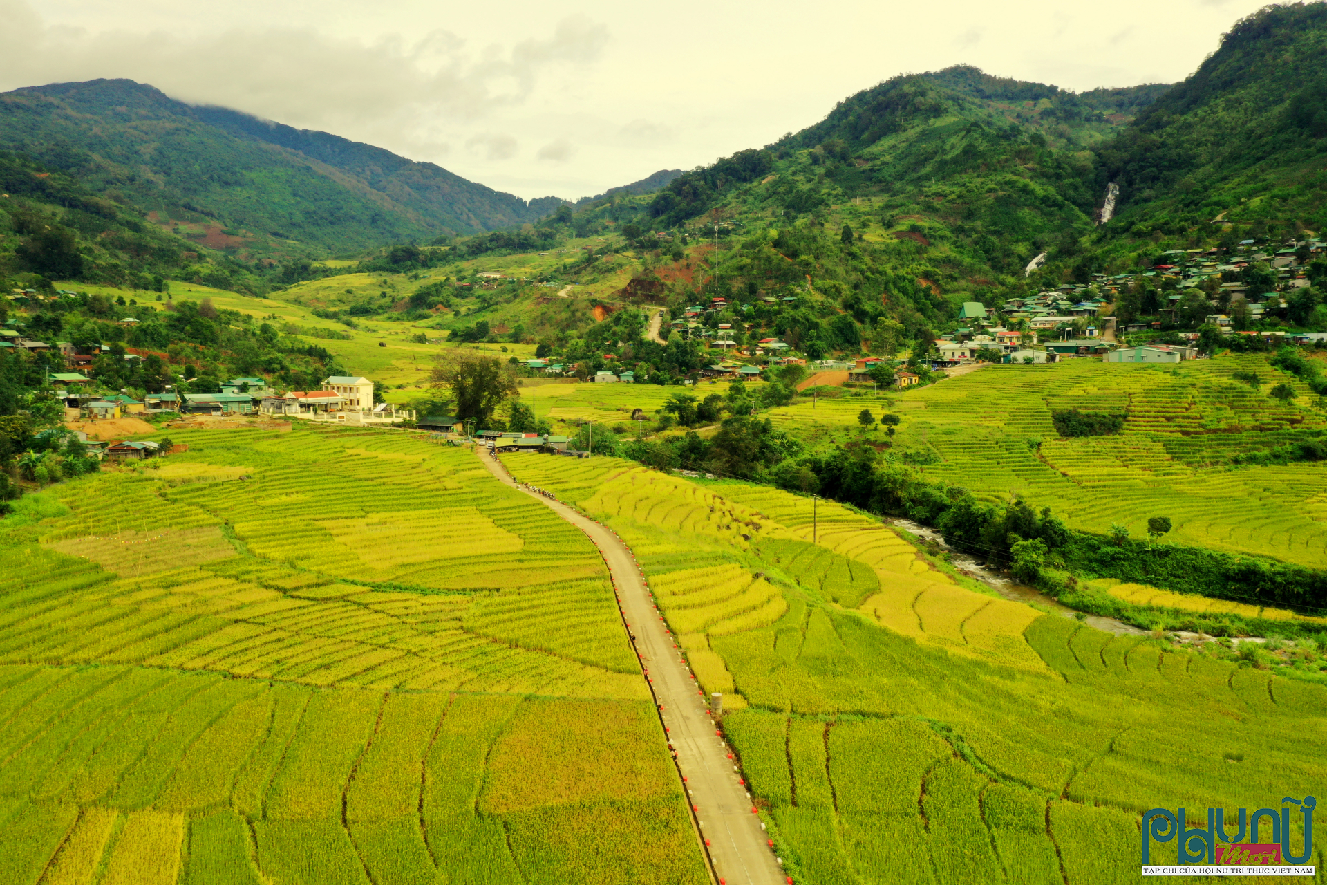 Cánh đồng ruộng bậc thang độc đáo giữa thung lũng ở Măng Ri.