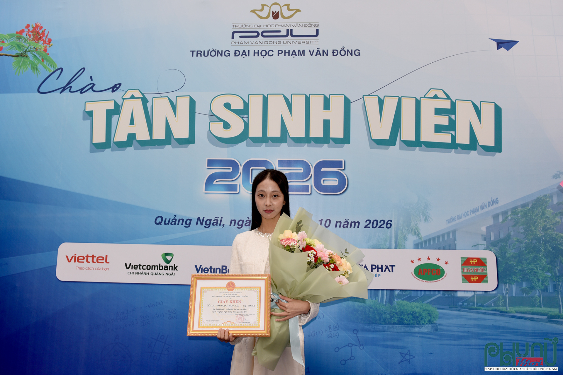 Tân sinh viên Thới Ngọc Trân, thủ khoa khóa 2026, trường Đại học Phạm Văn Đồng.