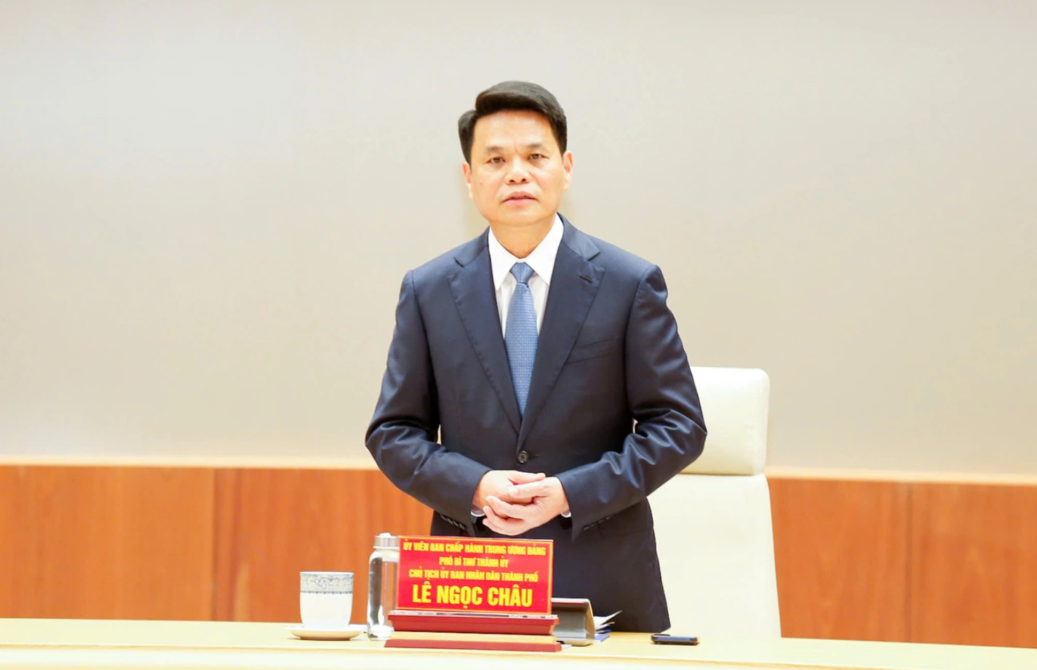 Chủ tịch UBND thành phố Lê Ngọc Châu phát biểu tại hội thảo.