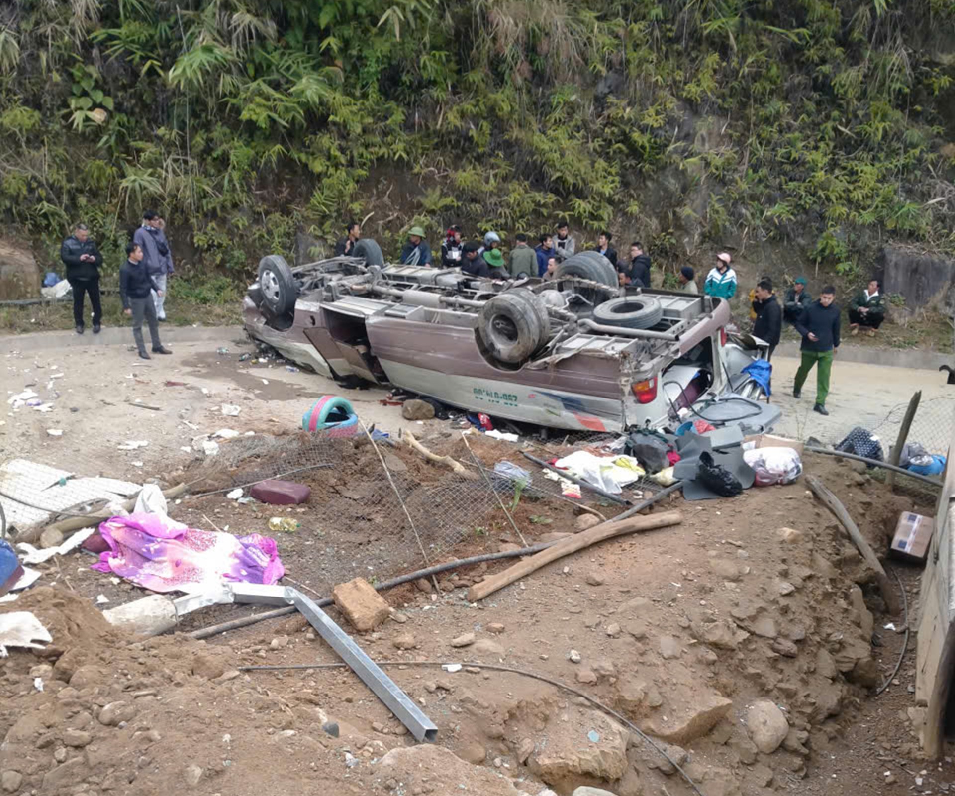 Hiện trường vụ tai nạn (Ảnh: Báo Lào Cai)