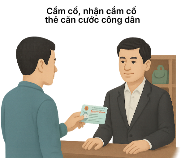 Cầm cố, nhận cầm cố thẻ căn cước công dân, thẻ căn cước, giấy chứng nhận căn cước hoặc giấy xác nhận số định danh cá nhân đã hủy với số định danh cá nhân đã xác lập lại.