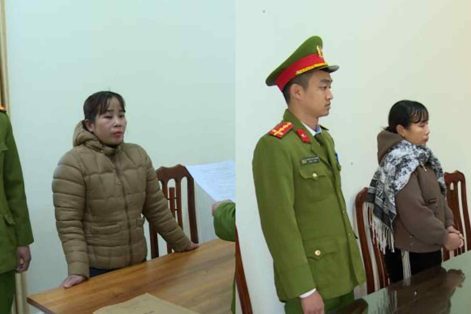 Cơ quan Cảnh sát điều tra Công an tỉnh Hưng Yên công bố quyết định khởi tố vụ án, khởi tố bị can đối với Phạm Thị Thắm và Phạm Thị Tình  - Ảnh: CA Hưng Yên