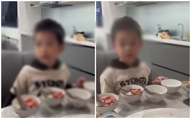 Hình ảnh bé T. chia sẻ việc mình bị cô giáo ném thước kẻ vào mũi. (Ảnh cắt từ clip)