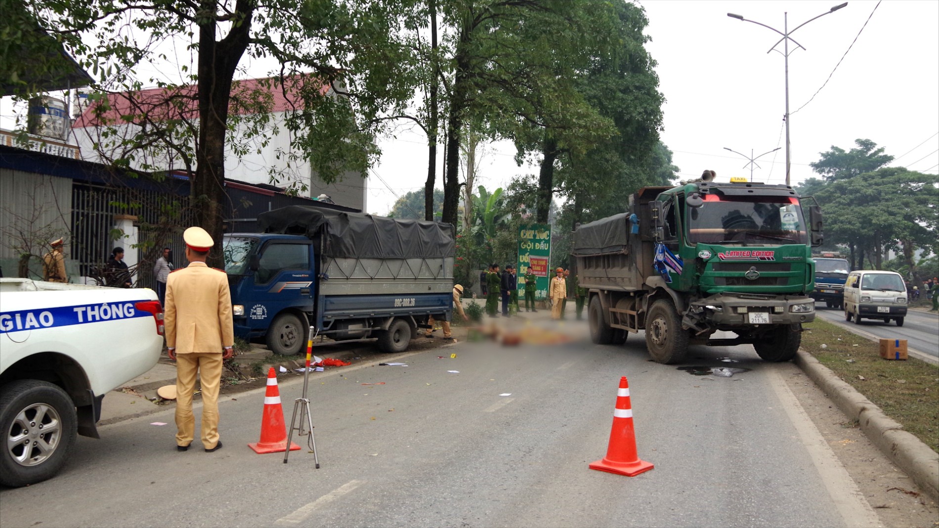 Hiện trường vụ tai nạn. Ảnh: CA Thái Nguyên